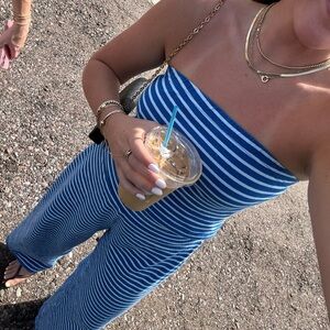 Blue and White Striped Set